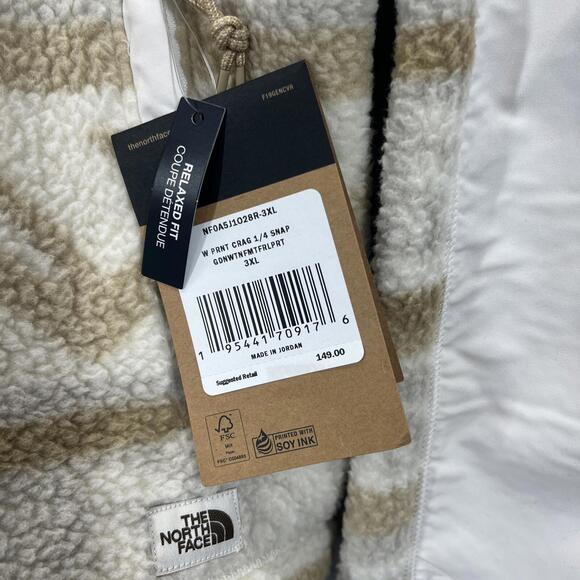 The North Face Fleece Cragmont Jacket Pullover Women’s XXXL Ivory Tan Fair Isle - Picture 5 of 10